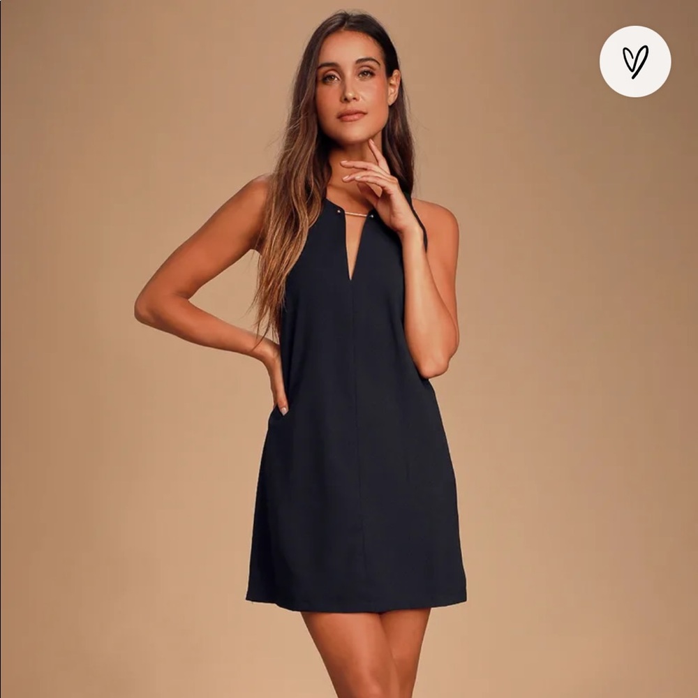 NWT Lulus Near or Bar Black Shift Dress Size Medium